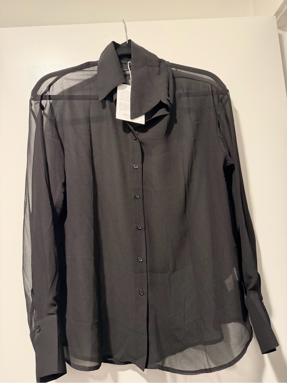 Men's Black Sheer Button-Up Shirt